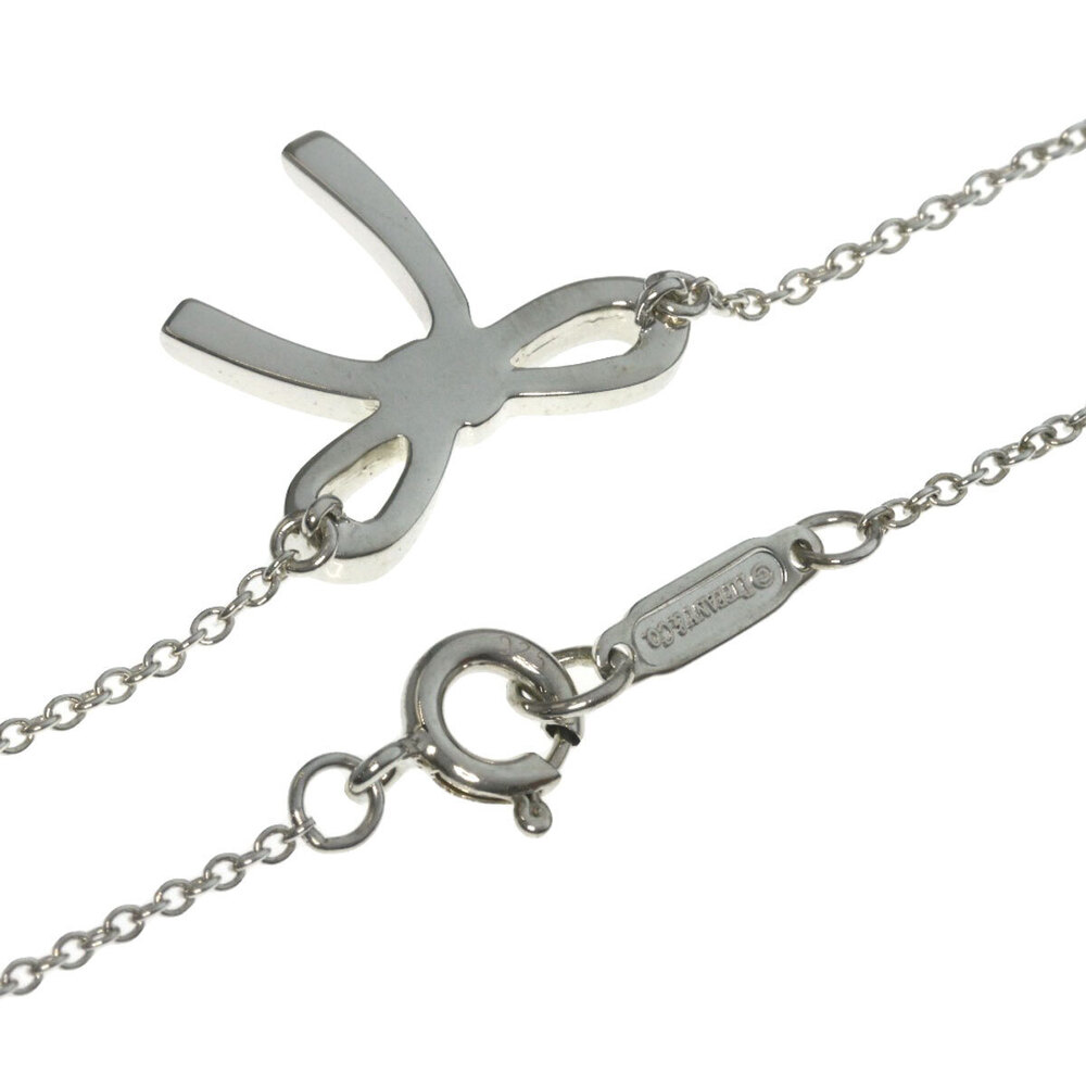 Tiffany Co bow ribbon necklace silver